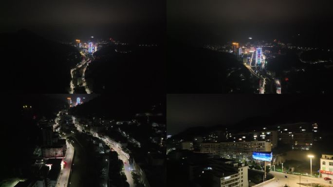 云南文山麻栗坡夜景航拍