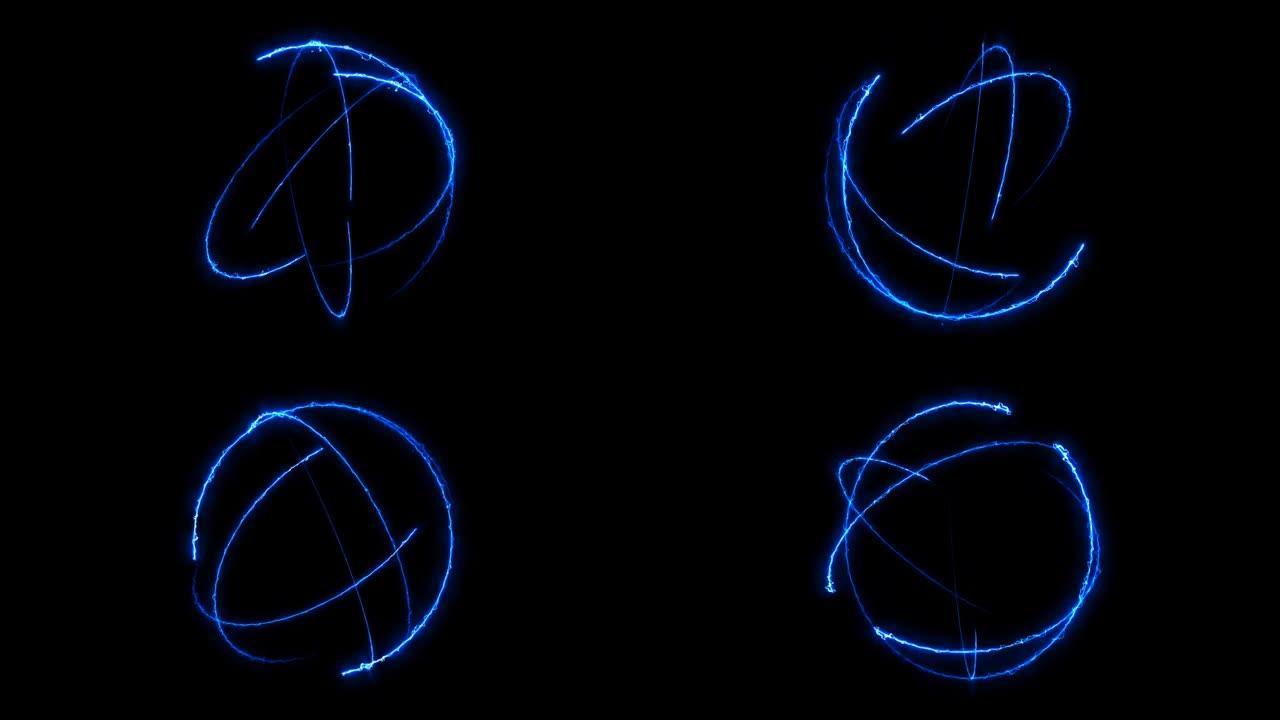 原子旋转由六线蓝雷螺栓能量的无穷大移动