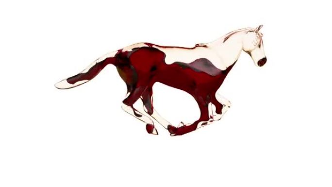 玻璃马充满红色液体，运行无缝循环，对抗白色
