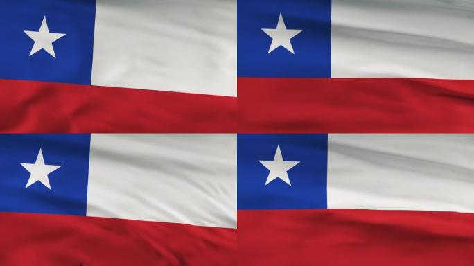 智利国旗在风seamles循环摆动3d动画。4 k决议。