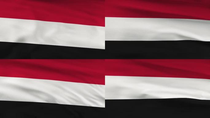 也门国旗飘扬在风seamles环3d动画。4 k决议。
