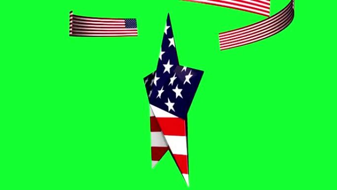 循环转向星与美国国旗在绿色背景