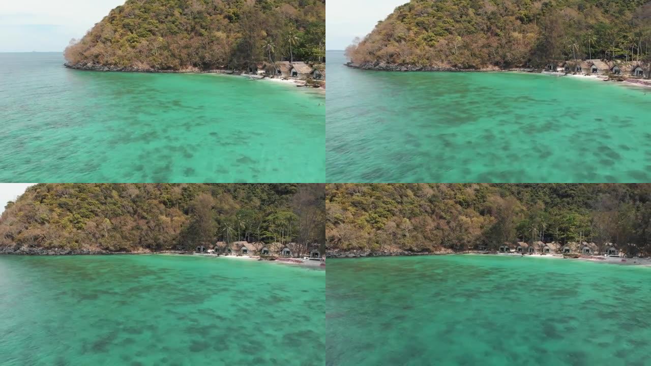 泰国珊瑚岛 (Koh Hey) 美丽的透明翡翠浅岸-空中低角度全景拍摄