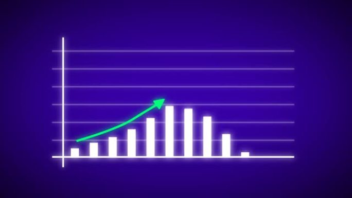 带有glow和rising arrow 4k动画的业务增长和成功信息图表。