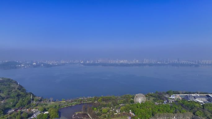 湖北武汉春季白天武汉东湖航拍风光