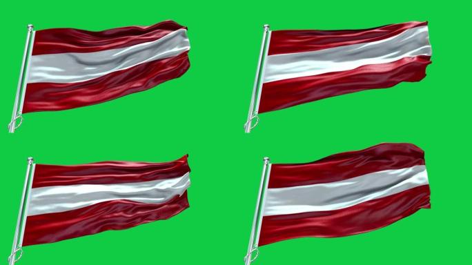 4k高度详细的奥地利国旗-奥地利国旗高细节-奥地利国旗波浪图案可循环元素