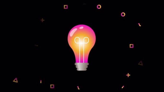 灯泡的动画弹出阿尔法通道。一个伟大的好主意的概念。寻找答案，集思广益，解决问题，发明。4k素材