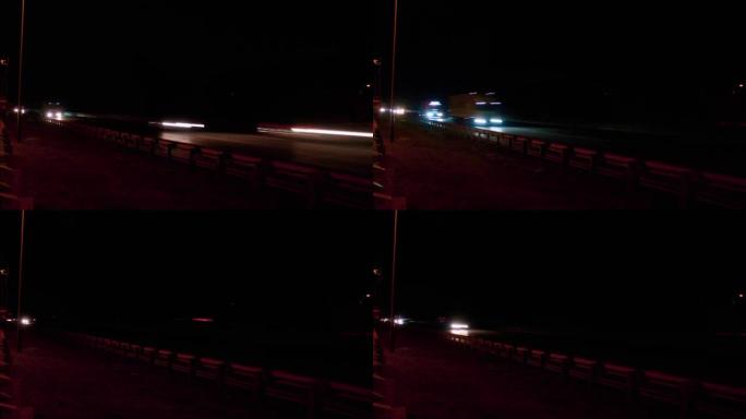 高速公路上的交通在夜间流逝