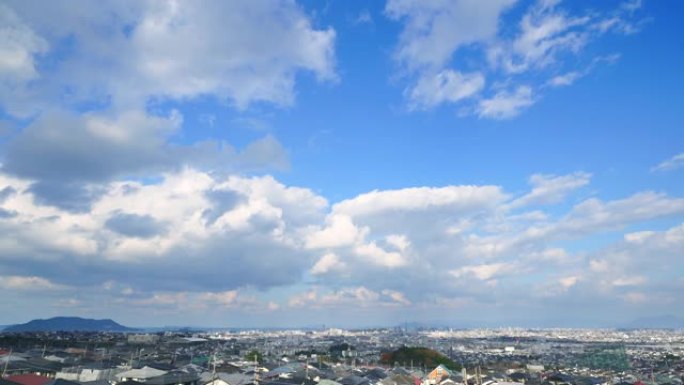 福冈市景观蓝天白云城市