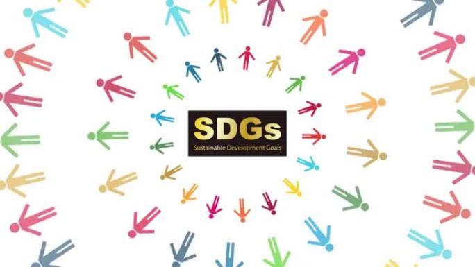 SDGs指定颜色人物象形图旋转运动