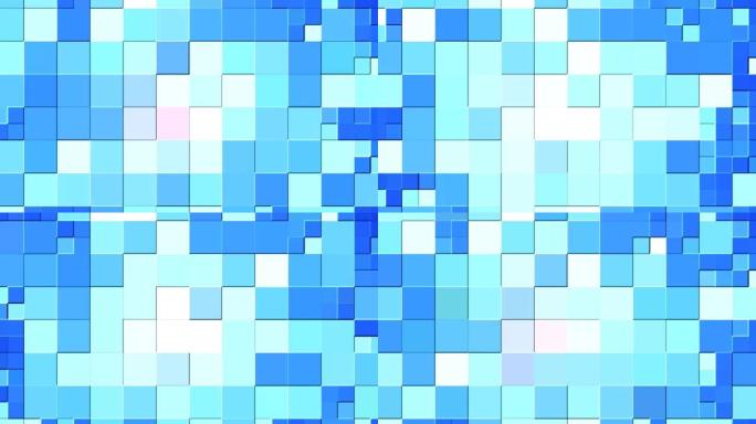 抽象像素块移动背景复古风格，像素化3d方形蓝色