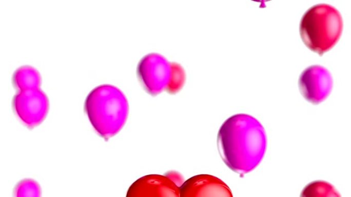 循环快乐妇女节概念，心脏和气球在白色背景