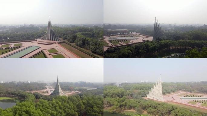 孟加拉国达卡萨瓦尔——2021年2月27日:国家烈士纪念碑无人机拍摄