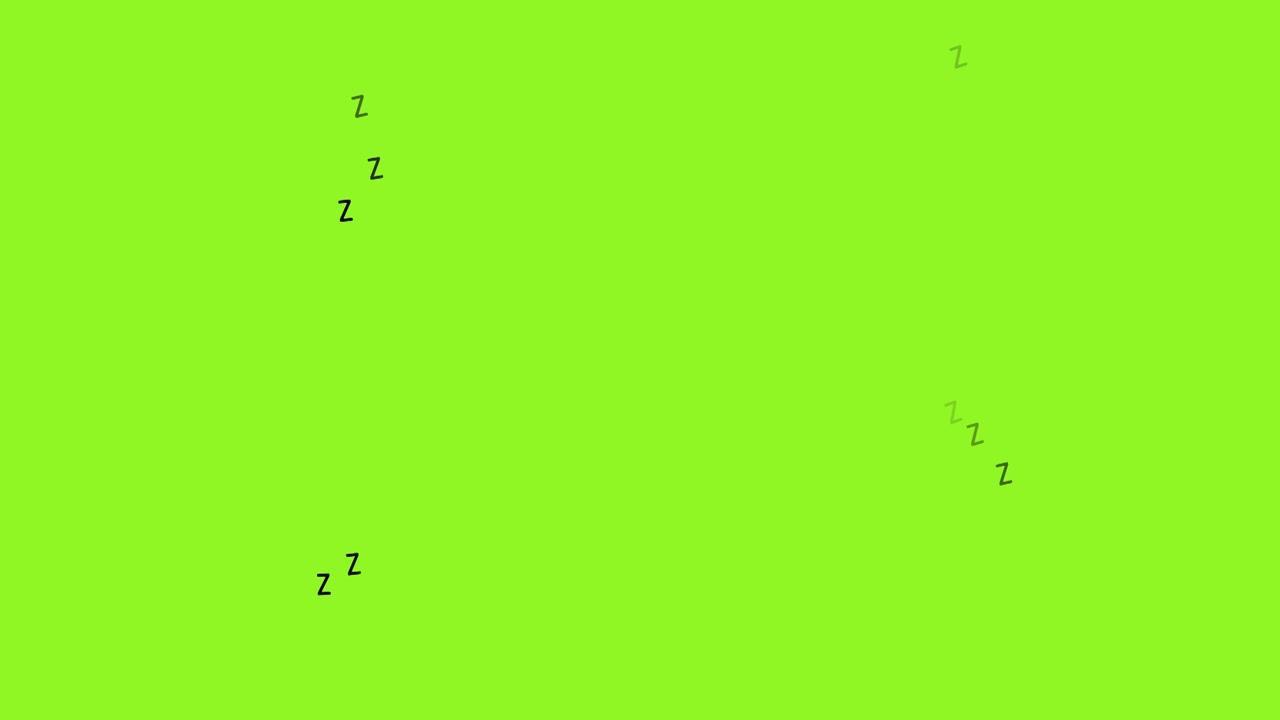 绿色屏幕背景上的zzz睡眠