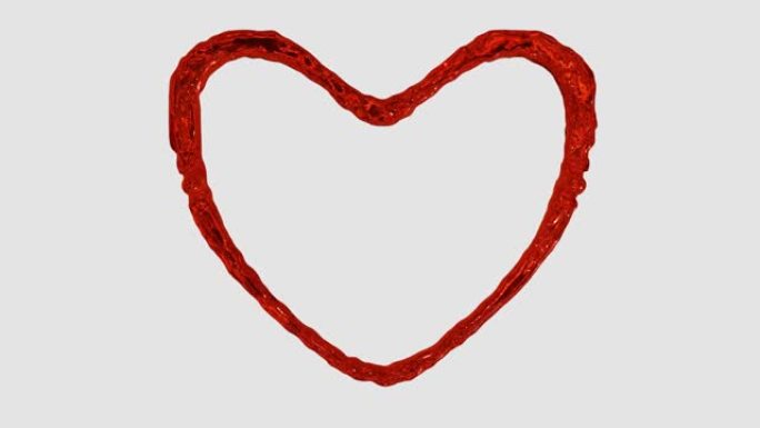 红色和绿色流动液体制成的3d高清心脏和铭文动画14，抽象的情人节符号
