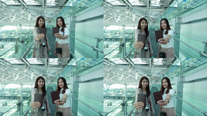 wo亚洲妇女在机场持护照