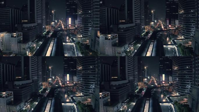 曼谷夜间鸟瞰图露天酒吧跨海大桥