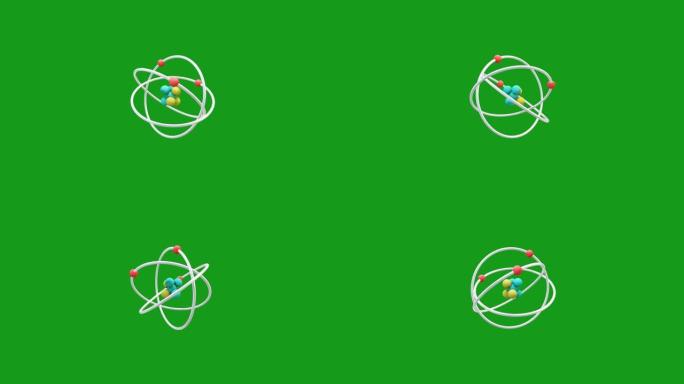 旋转原子绿色屏幕运动图形