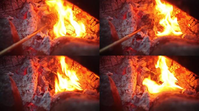 雪松锥在火刑柱上烧制以除去树脂