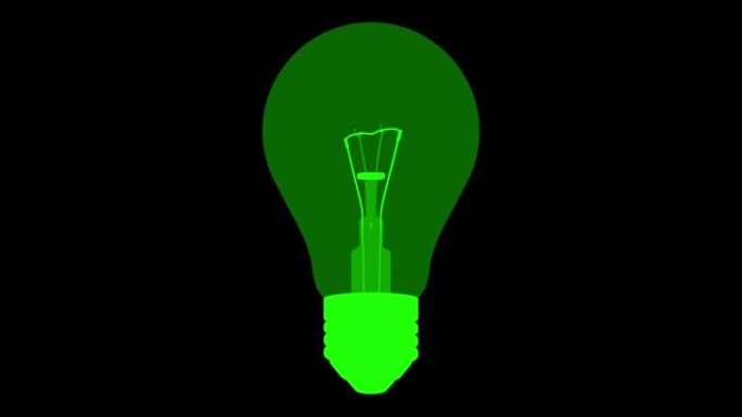灯泡图标创意，黑色背景上的现代灯泡线条图标动画，不易燃灯泡，有很好的创意-绿色