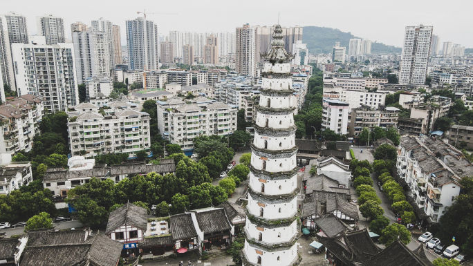 航拍重庆合川文峰古街文峰塔渝历史古迹地标