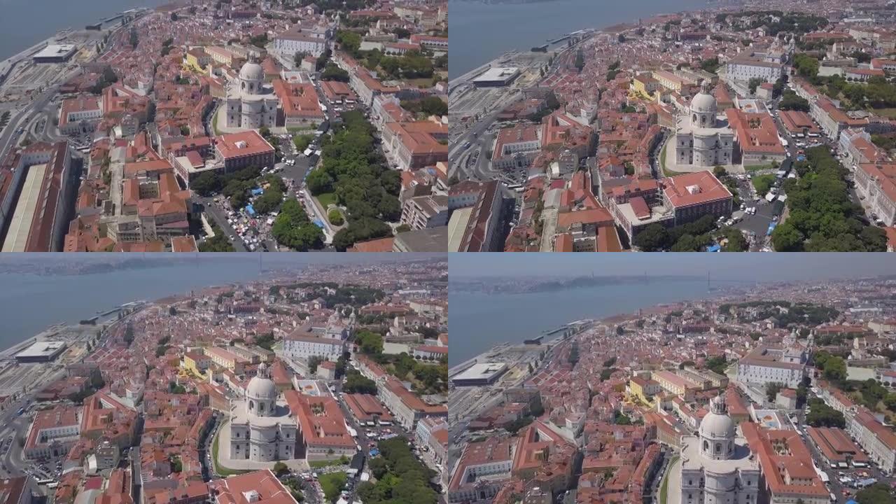 夏季里斯本城市景观航空全景4k葡萄牙