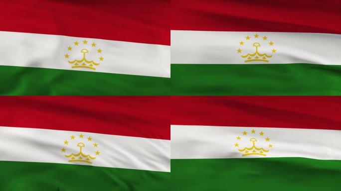 塔吉克斯坦国旗迎风摆动的三维动画。4 k决议。