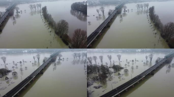 德国莱茵河和美因河泛滥的河岸