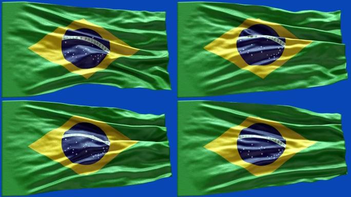 4k高度详细的巴西国旗-巴西国旗高细节-巴西国旗波浪图案可循环元素