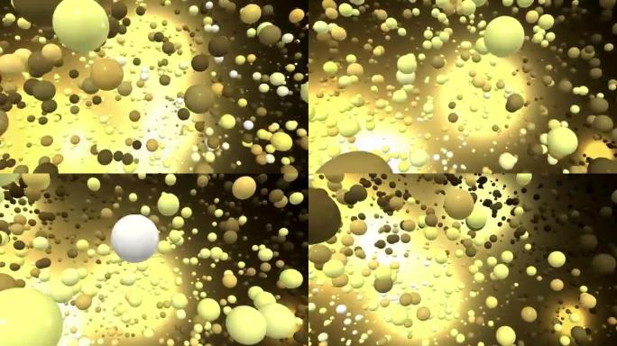 3D动画视频与球和泡沫4K