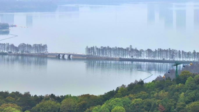 湖北武汉春天东湖与磨山景区航拍视角
