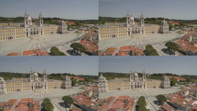 阳光明媚的一天，里斯本著名的明星大教堂广场空中全景4k葡萄牙
