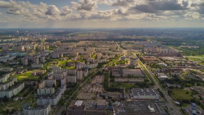 夏日著名的莫斯科城市景观空中延时全景4k俄罗斯