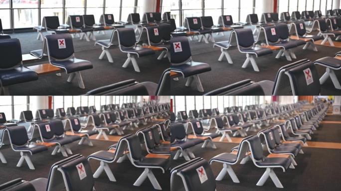 封锁后，pananning广角空空椅子没有人在重新开放机场