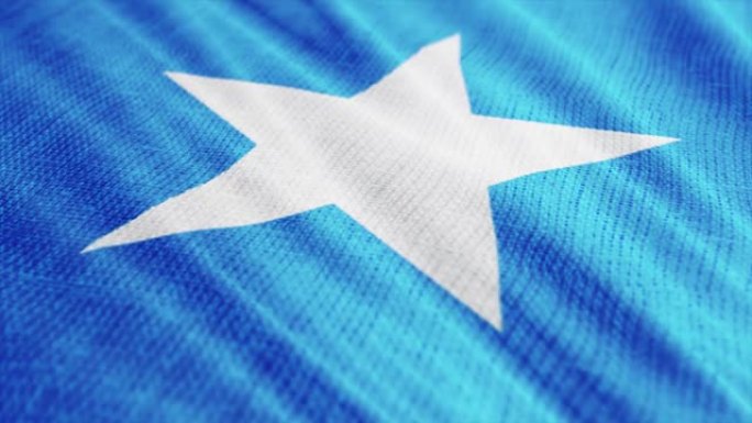 索马里国旗挥舞着3D插图。全视角织物上的国家标志3D渲染。