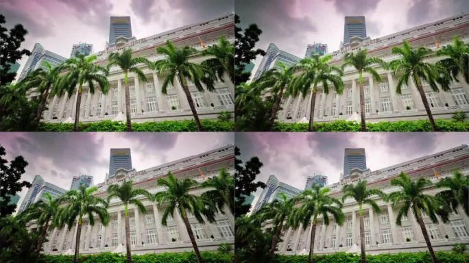 日光新加坡市中心著名酒店全景4k延时