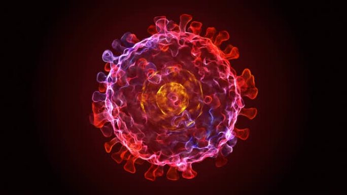 电子显微镜中冠状病毒2019-nCoV的无缝循环动画