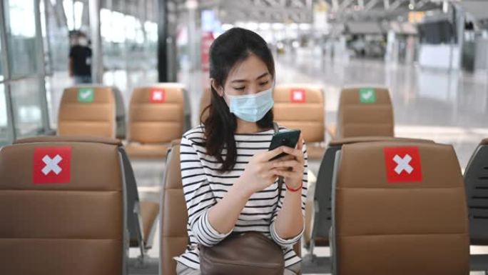 新的正常机场重新开放亚洲游客面罩保护在机场有问题航班取消和延误在泰国东南亚冠状病毒新型冠状病毒肺炎大