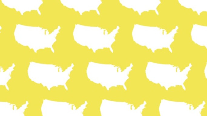 黄色背景上的白色美国地图剪影图案