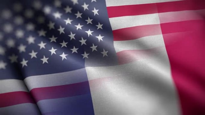 美国法国国旗混合纹理波浪近距离背景高清
