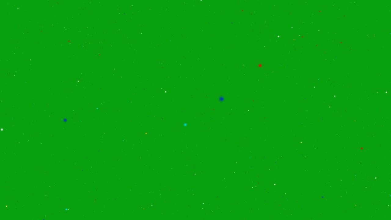 多色粒子通过空间绿屏运动图形