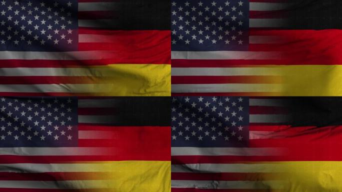 美国德国国旗混合纹理波浪背景4K