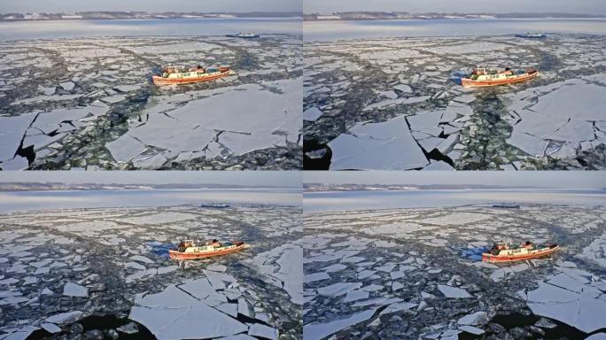 波兰2020-02-18普洛克维斯瓦河破冰船碎冰