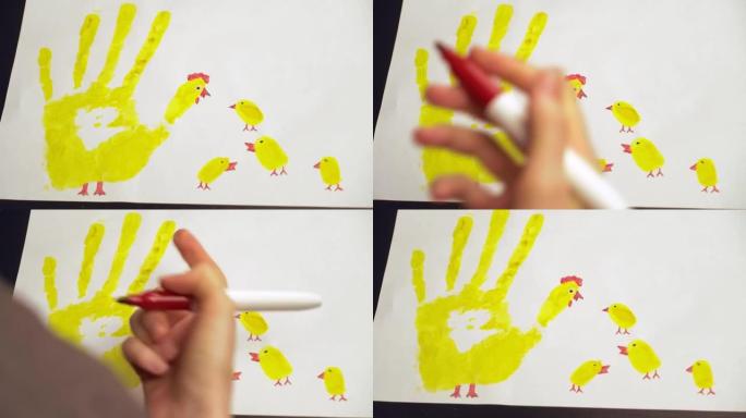 女人用修指甲的手画铅笔画。