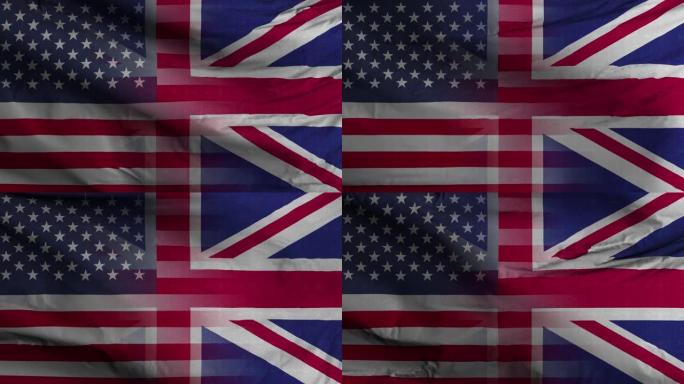 美国英国国旗混合纹理波浪背景4K