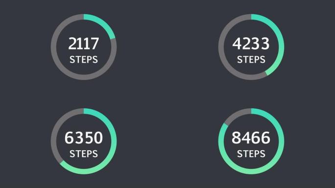 动画步骤计数器图标，计数10,000步骤