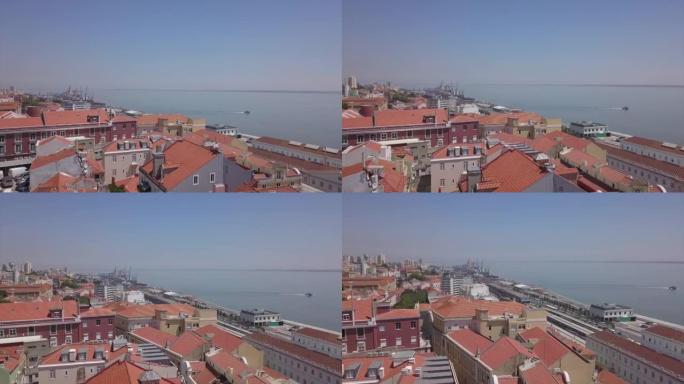 夏季里斯本城市景观湾航空全景4k葡萄牙