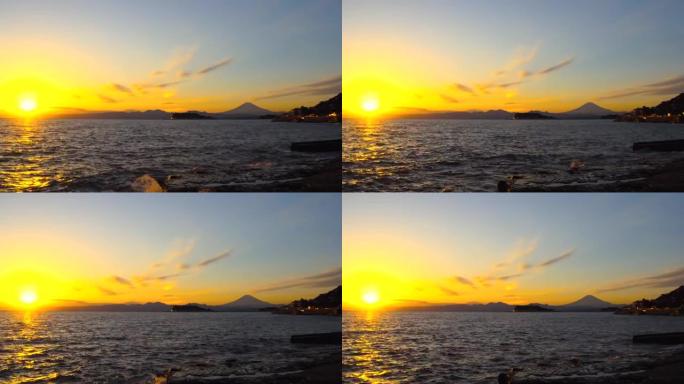 从inamuraagasaki到黄昏的富士山和江之岛