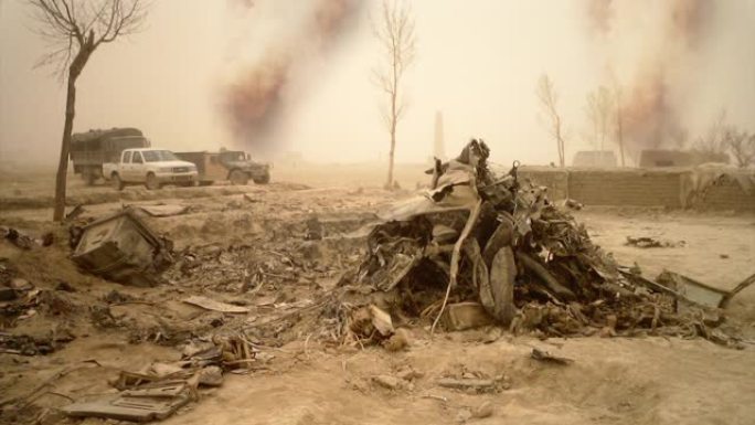阿富汗被炸村庄的残骸