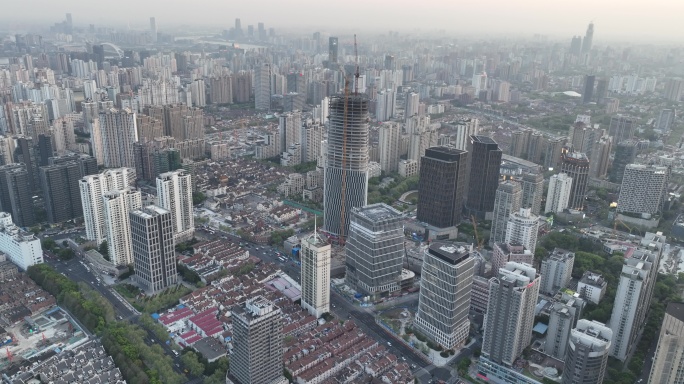 5K原素材-航拍开发建设的上海新天地商圈
